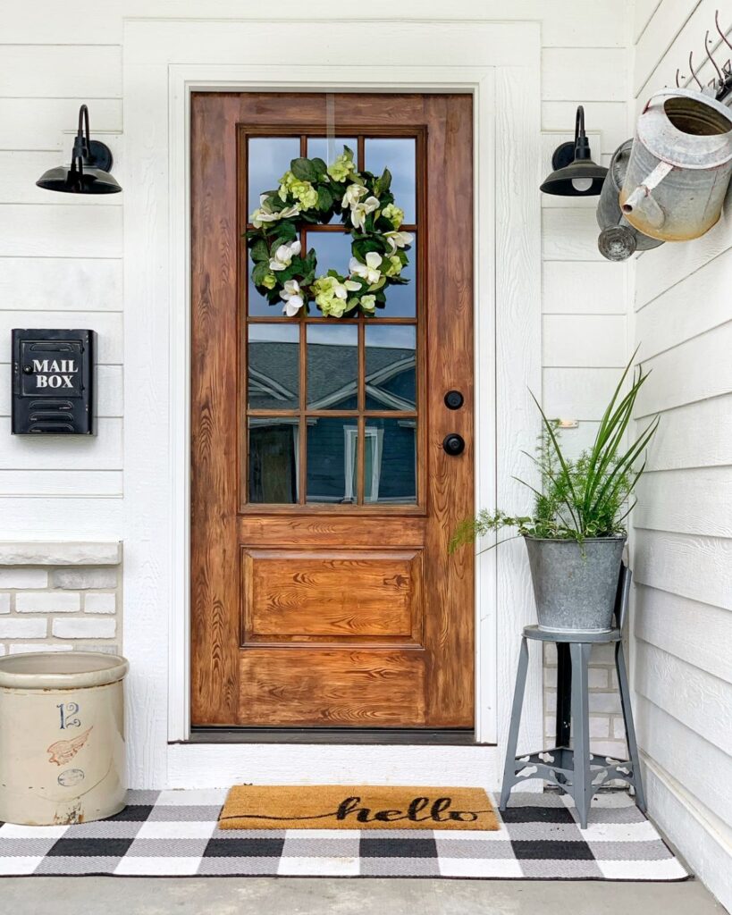 Steel and wood door painting